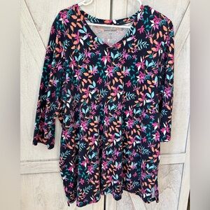 Woman Within Floral Top Women’s 1X 22/24 Pullover Multicolor